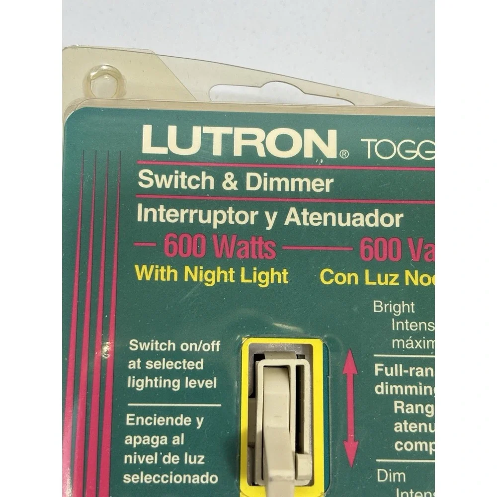 LUTRON Toggler Switch & Dimmer Single Pole Wall‎ Light Switch TG-600PNLH-IV NOS